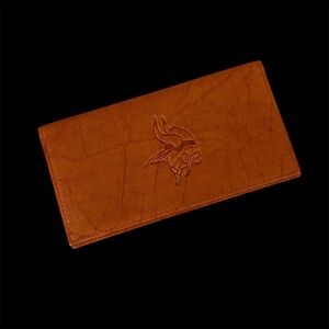 New Brown Leather Minnesota Vikings embossed Checkbook cover